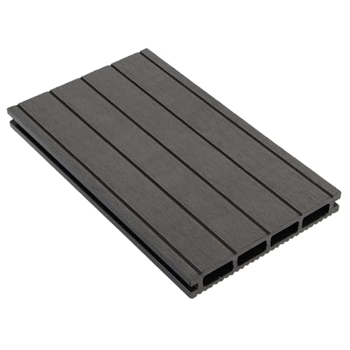 Montafox WPC Terrassendielen Dielen Komplettset Hohlkammerdiele Komplettbausatz Unterkonstruktion Clips, Größe (Fläche):Handmuster, Farbe:Grau von Montafox