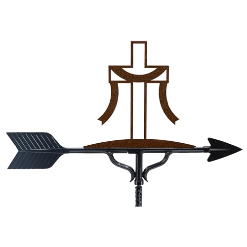 Deluxe Wetterfahne mit Kreuz, gehämmerte Bronze von Montague Metal Products