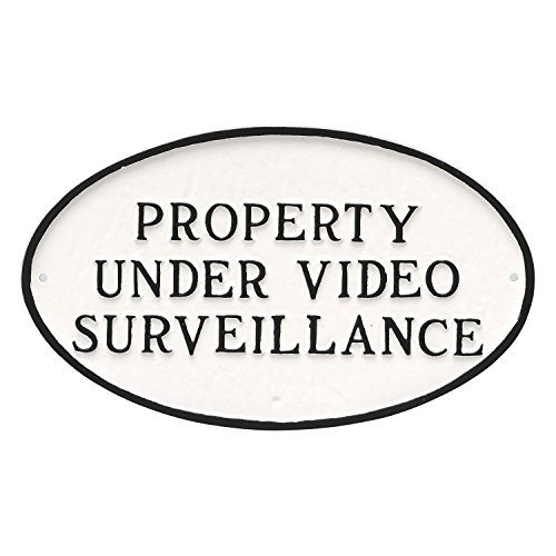 Montague Metall Produkte Eigentum unter Video Surveillance Statement Plaque, weiß mit schwarz Buchstabe, 15,2 x 25,4 cm von Montague Metal Products