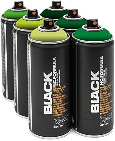 Montana Sprühdosen Green Box 6 x 400ml Hellgrün bis Dunkelgrün hochdeckend Farbspray aufeinander abgestimmte Farben von KLAMOTTEN STORE