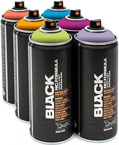 Montana Spring 6x 400ml Sprühdosen Set mit Hellgrün, Gelb, Orange, Blau. Pink und hellem Lila von KLAMOTTEN STORE