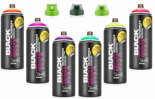 Sprühdosen Set Montana Black Infra Reihe fluoreszierende Neon Farben 6 x 400ml von Montana Cans