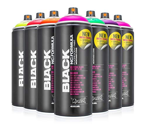 Montana Sprühdosen Set Fluorescent Neon Colors 6x400ml - hoch pigmentiert - schnell trocken - super Deckkraft - sehr ergiebig von Montana