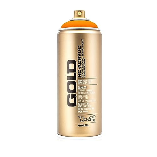 Montana Cans 283826 Spray Dose Gold, Gld400, F2000, 400 ml, Power Orange von Montana