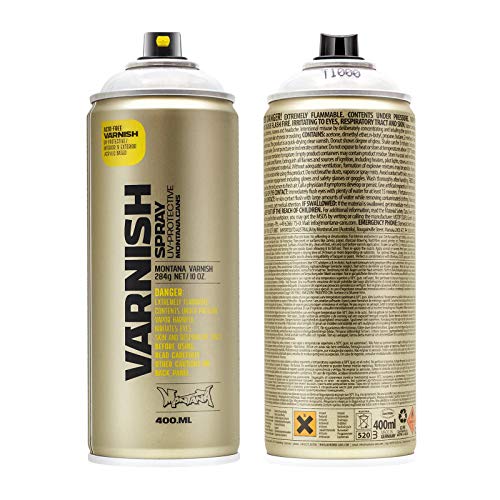 Montana Klarlack Glanz Varnish Spray gloss - Sprühdose 400ml - Acryllack für ein glänzendes Finish - zum Fixieren und Schützen der Lackierung von Montana