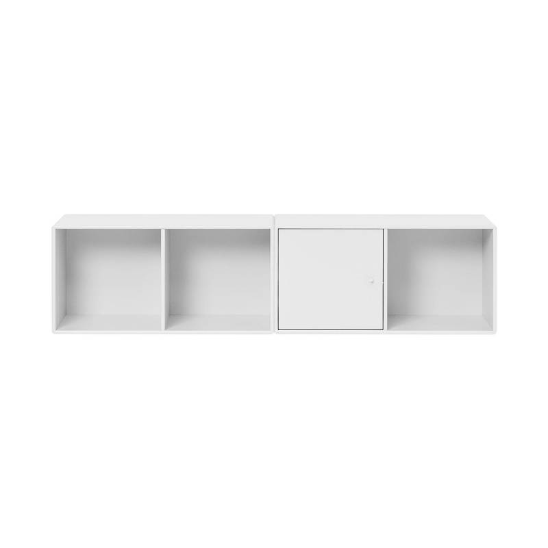 Montana - Line Sideboard 35,4x139,2x30cm - new white 101/lackiert/1 Element mit Tür/3 Element offen/Incl. Wandaufhängung von Montana