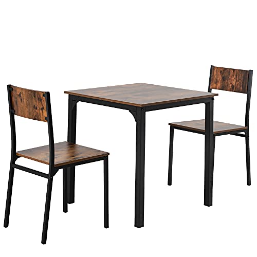 Montary Esszimmergruppe Esstisch mit 2 Stühlen Essgruppe, Sitzgruppe für Balkon & Esszimmer & Wohnzimmer, Tischgruppe Vintagebraun Beschreibung (2PCS) von Montary