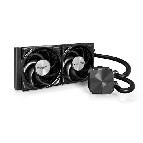 MONTECH HyperFlow Silent 240 Black – Ultra-leiser AIO Liquid CPU-Kühler, 3100 U/min Pumpe, dreifach leise Lüfter, hocheffizienter Heizkörper für überlegene Wärmeableitung, Intel & AMD kompatibel, von Montech