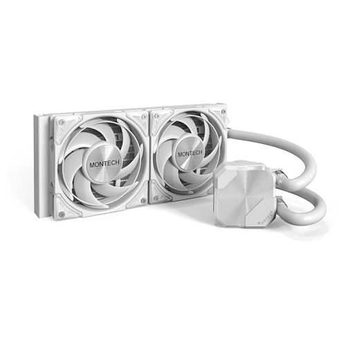 MONTECH HyperFlow Silent 240 White - Ultra-leiser AIO Liquid CPU-Kühler, 3100 U/min Pumpe, Triple Silent Lüfter, hocheffizienter Heizkörper für überlegene Wärmeableitung, Intel & AMD kompatibel, von Montech