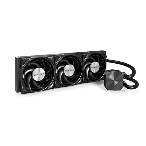 MONTECH HyperFlow Silent 360 Black - Ultra-leiser AIO Liquid CPU-Kühler, 3100 U/min Pumpe, Triple Silent Lüfter, hocheffizienter Heizkörper für überlegene Wärmeableitung, Intel & AMD kompatibel von Montech