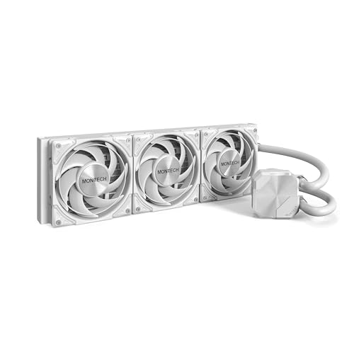 MONTECH HyperFlow Silent 360 White - Ultra-leiser AIO Liquid CPU-Kühler, 3100 U/min Pumpe, Triple Silent Lüfter, hocheffizienter Heizkörper für überlegene Wärmeableitung, Intel & AMD kompatibel, von Montech