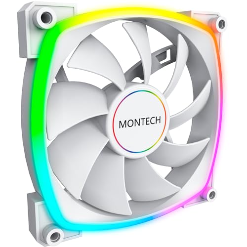 Montech AX 140 ARGB Standard Fan 1600PWM High-End Durability Silent Performance and Stunning ARGB Design (140mm White) von Montech