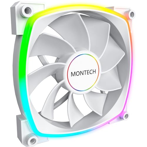 Montech RX 140 ARGB Reversed Fan 1600PWM, High-End Durability, Silent Performance, and Stunning ARGB Design (140mm, White) von Montech