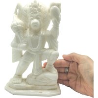 Weißer Marmor Hanuman Statue Murti-Statue 8, 2 " - Indien Affengott Handgeschnitzt von MontecinosEthnic