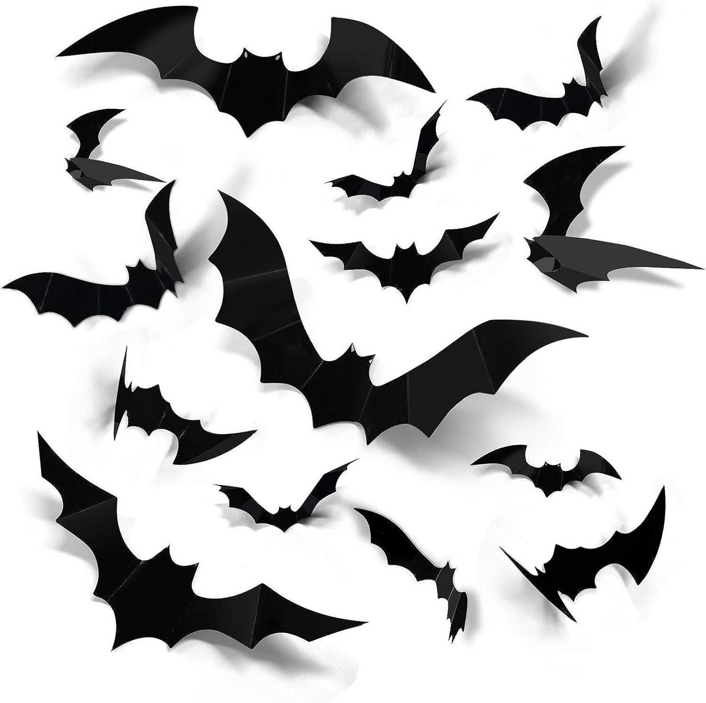 Montegoni Dekohänger Hängedekoration Halloween 3D Fledermaus Deko Wandaufkleber 60 Stück (3D Fledermaus Deko Wandaufkleber 60 Stück PVC Schwarz), 60 Stück PVC Schwarz Fledermäuse Aufkleber inklusive Kleber von Montegoni
