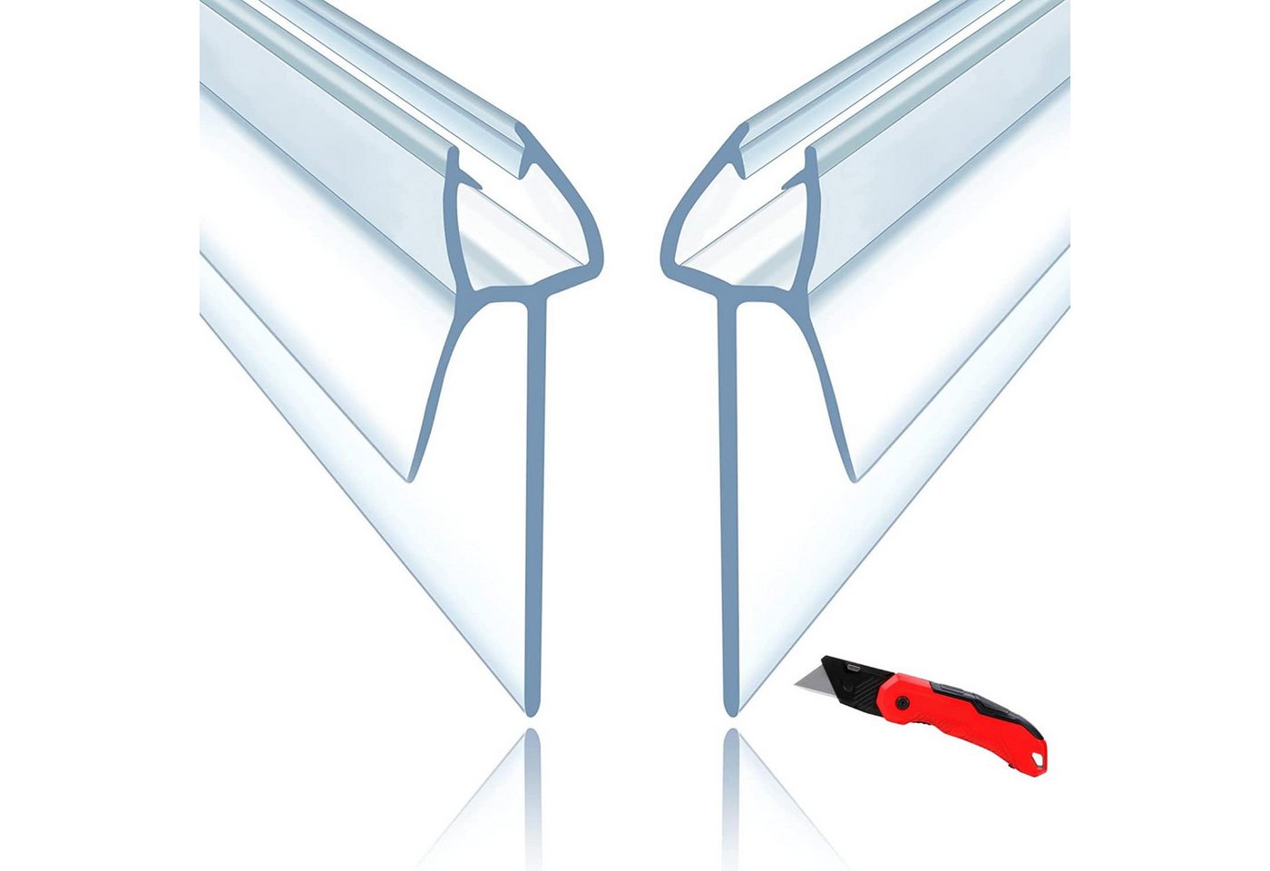 Montegoni Duschdichtung 2x100CM PVC Duschtürdichtung für 6mm 7mm 8mm Glasstärke, L: 100 cm, (2er Set), Ersatzdichtung für Duschtüren von Montegoni