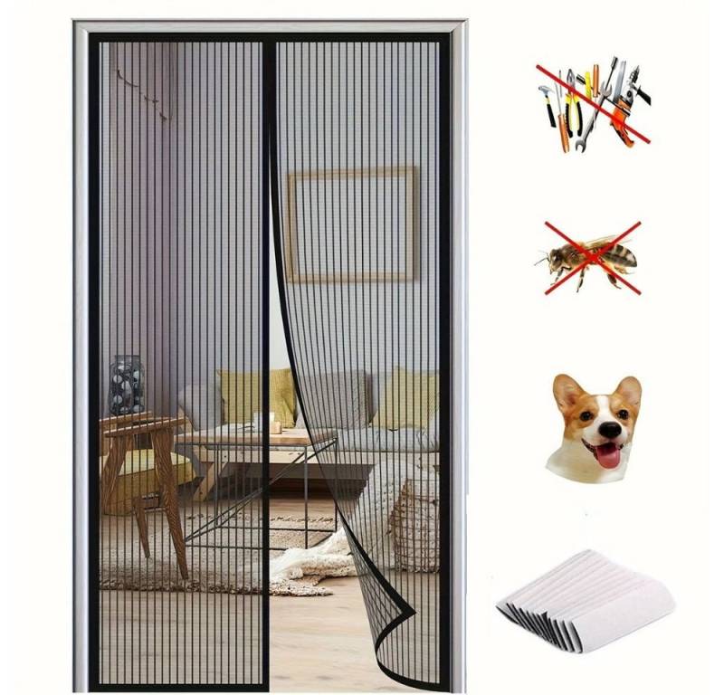 Montegoni Insektenschutz-Vorhang Fliegengitter Tür Magnet 90x210 cm, Moskitonetz Türvorhang, (1-St) von Montegoni