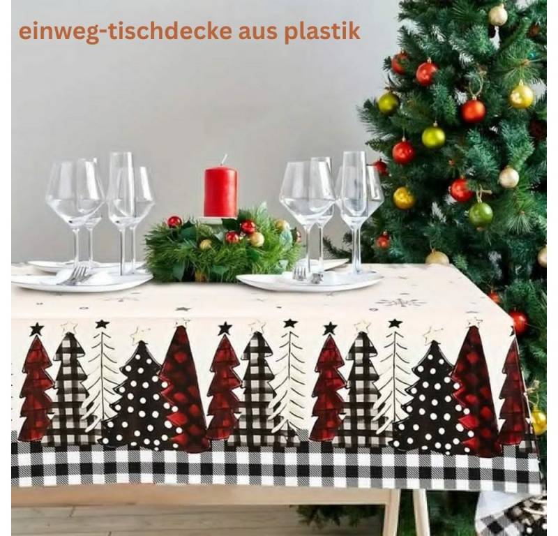 Montegoni Tischdecke Weihnachts-Tischdecke 220x130cm, abwischbar, festliches Design (Einzeltischdecke, 1 Stück), Festliche Tischdecke 220x130cm mit Buffalo-Plaid-Design für Weihnachte von Montegoni
