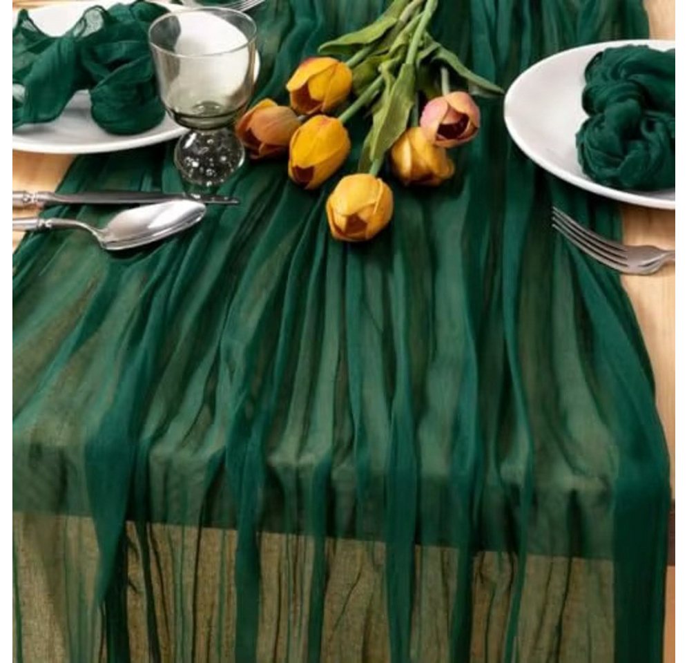 Montegoni Tischläufer RomSeihtuch Tischläufer lang Boho (Rustikaler Gazeantischer Stoff Tischdecke 1-tlg, Tischläufer Boho für Hochzeit und Geburtstag Dekoration), Tafeltuch 90 x 180 cm von Montegoni