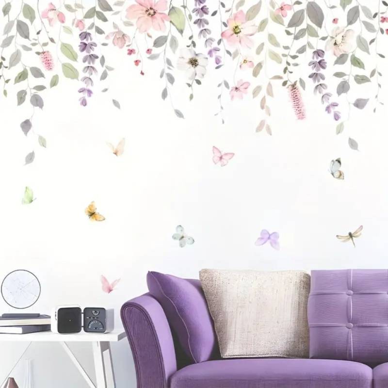 Montegoni Wandsticker 2er Set BRUP Blumen- & Schmetterling Wandaufkleber – Selbstklebend (Set, 2x Selbstklebende Wandaufkleber mit Blumen- & Schmetterlingsmotiven), Selbstklebend, abnehmbar, modernes Blumen- & Schmetterlingsdesign von Montegoni