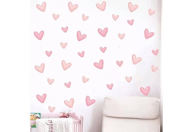 Montegoni Wandsticker Kinder Wandsticker,Selbstklebende (60 Stück weiche rosa große kleine Herzform Wandaufkleber), Deko Kindergarten Home Dekoration,wandtattoo für Mädchenzimmer von Montegoni
