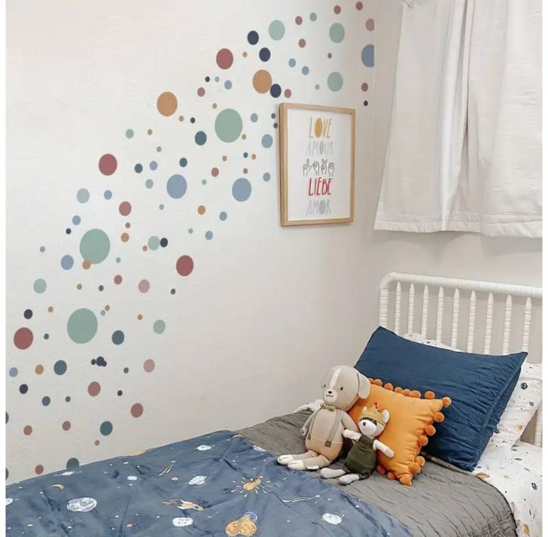 Montegoni Wandsticker Polka Dot Wandaufkleber Kreis Set Rund selbstklebend Aufkleber, Selbstklebend und wiederverwendbar, leicht anzubringen von Montegoni
