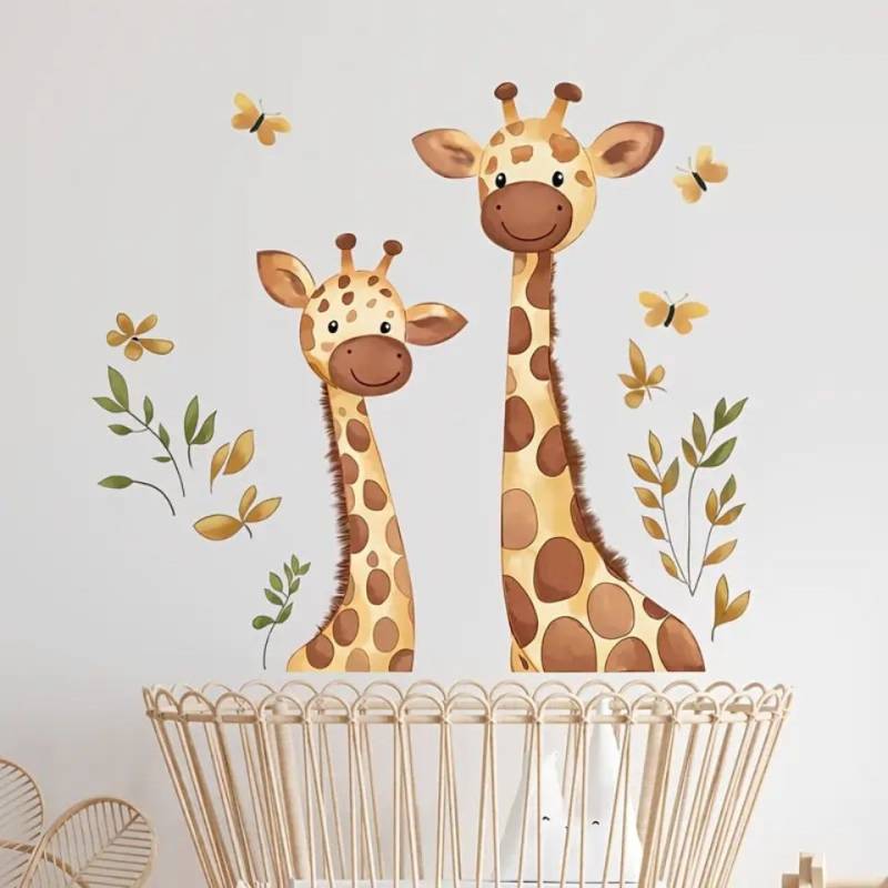 Montegoni Wandsticker Selbstklebende Giraffen Wandaufkleber – Kinderzimmer Dekoration (einzel, 1x Set mit selbstklebenden Giraffen Wandaufklebern), Selbstklebend, einfache Anwendung, Giraffen Design für Kinderzimmer von Montegoni
