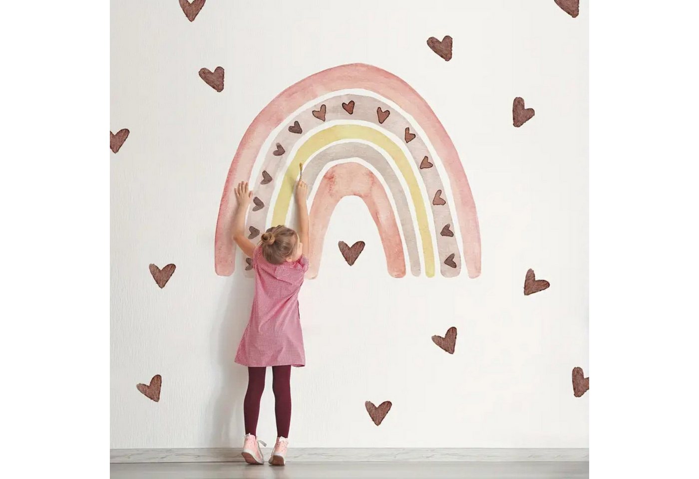 Montegoni Wandtattoo Kinder Wandsticker,Selbstklebende (Wandaufkleber mit Herz-Regenbogenmuster), Deko Kindergarten Home Dekoration,wandtattoo für Mädchenzimmer SF39061 von Montegoni