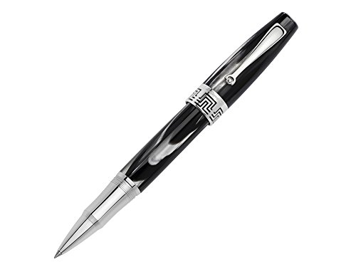 Montegrappa Extra 1930 Tintenroller aus Sterling-Silber und Zelluloid in der Farbe Schwarz-Weiß, Länge: 13,8cm, ISEXTRCH von Montegrappa
