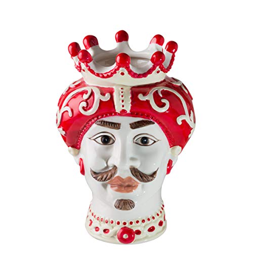 MONTEMAGGI VASI PORCELLANA Sizilianischer König Gesicht rot groß 18 x 17 x 26,5 cm von Montemaggi