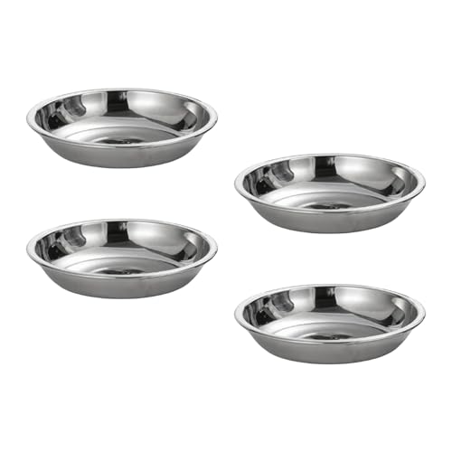 Montesy Serviertablett aus Edelstahl, rund, für Saucen, Dip-Schüssel, Obst, Dessertteller, Serviertablett, flacher Teller, Geschirr, 4 Stück von Montesy