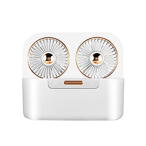 Montesy Tragbarer Dual-Head-USB-Luftkühlungsventilator, Doppelkopf-Schreibtischventilator, doppelter für Kopf-Luftbefeuchter F von Montesy