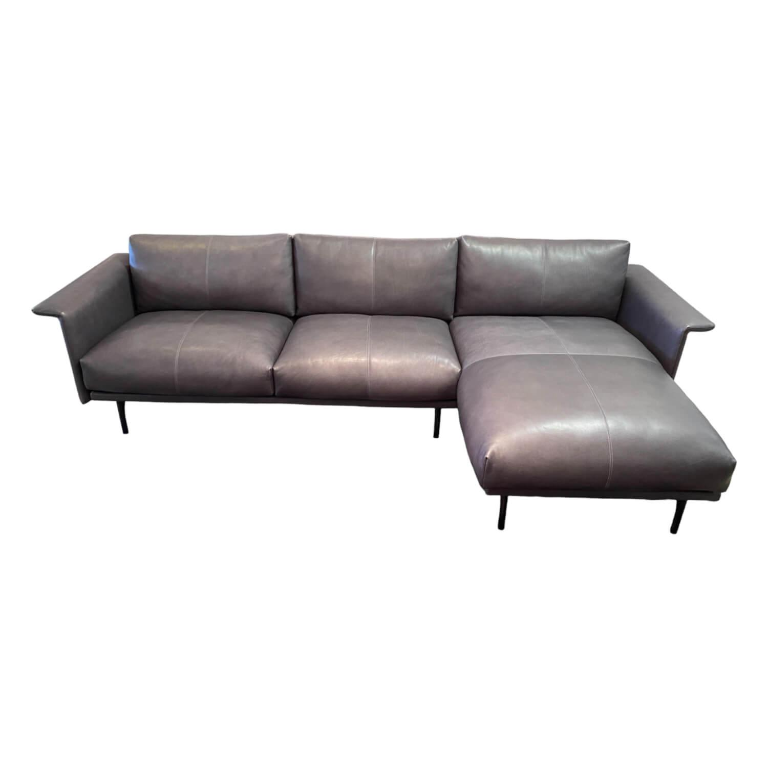 Ecksofa Otis Bezug Anilinleder Country Anthrazit L50 Füße Aluminium Schwarz Pulv... von Montis