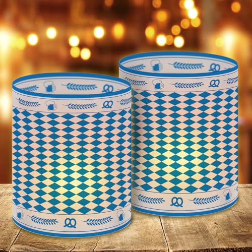 12 Windlicht Oktoberfest Deko, Bayerische Tischdeko, Blau Weiße Bayrische Dekoration, Bayern Tisch Deko Set, Gastgesch Bayrisch für Oktober Party, Geeignet für Teelichter oder Kerzen von Montrestar