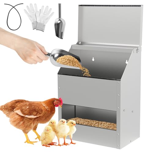 Monucep Hühnerfutterautomat 11,5KG – Großer Geflügelfutterspender aus verzinktem Stahl mit Deckel & Wandhalterung – Futterspender Hühner & Enten, Hühnerstall Futtertrog Monucep Hühnerfutterautomat 11,5KG – Großer Geflügelfutterspender aus verzinktem Stahl mit Deckel & Wandhalterung – Futterspender Hühner & Enten, Hühnerstall Futtertrog von Monucep