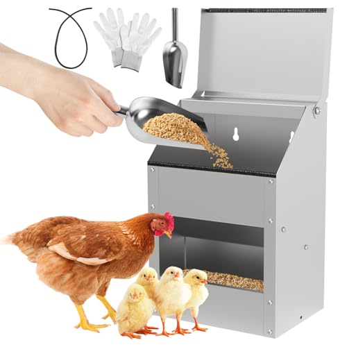 Monucep Hühnerfutterautomat 4,5KG – Futterspender Hühner verzinkter Stahl mit Deckel & Wandhalterung – Geflügelfutterspender für Hühner, Enten & Geflügel Monucep Hühnerfutterautomat 4,5KG – Futterspender Hühner verzinkter Stahl mit Deckel & Wandhalterung – Geflügelfutterspender für Hühner, Enten & Geflügel von Monucep