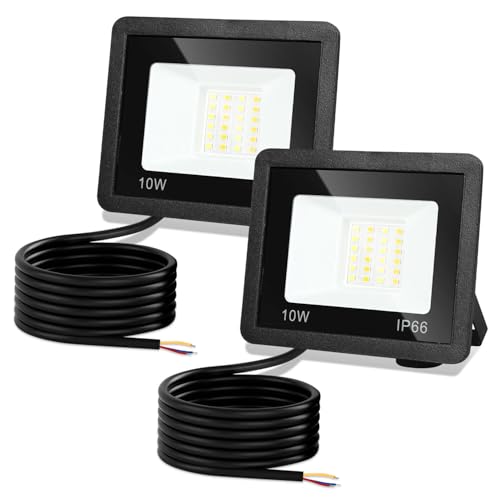Monucep LED Strahler Außen 10W,2 Stück Dimmbar LED Fluter 3000K/4000K/6500K, Led Scheinwerfer, IP65 Wasserfest Aussenstrahler für Hell Garten Hof Türen Rasen Garage [Energieklasse E] von Monucep