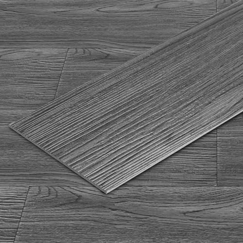 Monucep PVC Bodenbelag Selbstklebende, Vinyl Laminat 7.5m² /54 Fliesen, Rutschfest wasserfest Easy Clean Vinyl Fliesen für Wohnzimmer Küche, 91,44x15,24cm Dicke 2 mm, Dunkelgrau von Monucep