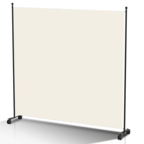 Monucep Paravent Raumteiler 187x181x30cm, klappbar Freistehend Trennwand auf Rollen und Bremsen, Umkleide Sichtschutz Wand Raumtrenner, Stellwand für innen Outdoor Garten Büros Terrasse, Weiß Monucep Paravent Raumteiler 187x181x30cm, klappbar Freistehend Trennwand auf Rollen und Bremsen, Umkleide Sichtschutz Wand Raumtrenner, Stellwand für innen Outdoor Garten Büros Terrasse, Weiß von Monucep