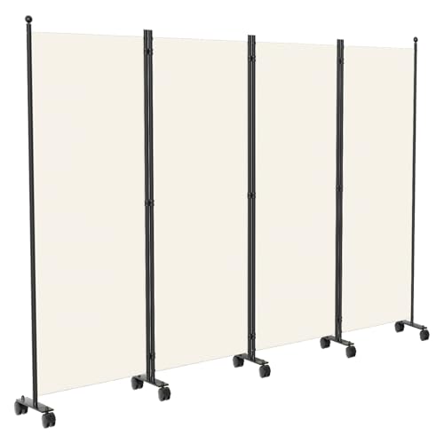 Monucep Paravent Raumteiler 228x181x30cm, 4 Teilig klappbar Freistehend Trennwand auf Rollen und Bremsen, Umkleide Sichtschutz Wand Raumtrenner, Stellwand für innen Outdoor Garten Büros Terrasse, Weiß Monucep Paravent Raumteiler 228x181x30cm, 4 Teilig klappbar Freistehend Trennwand auf Rollen und Bremsen, Umkleide Sichtschutz Wand Raumtrenner, Stellwand für innen Outdoor Garten Büros Terrasse, Weiß von Monucep