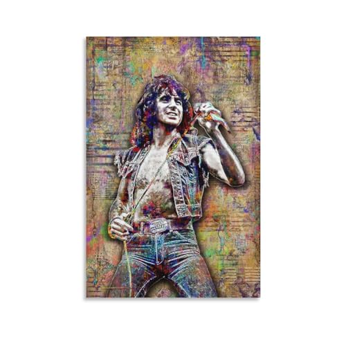 Monyanjm Bon Scott Art Leinwand-Poster für Zuhause, Schlafzimmer, Wohnzimmer, Büro, dekorativ, 50 x 75 cm von Monyanjm