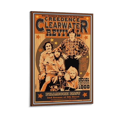 Monyanjm Creedence Clearwater Revival Konzert-Flyer, Vintage-Leinwanddruck, Poster für Zuhause, Schlafzimmer, Wohnzimmer, Büro, dekorativer Rahmen, 20 x 30 cm von Monyanjm