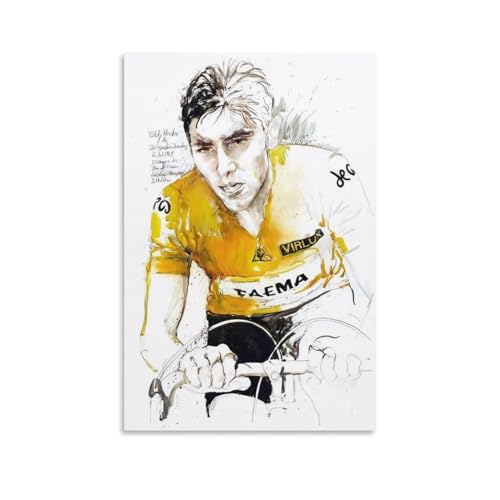 Monyanjm Eddy Merckx Radfahrer Kunst Vintage Leinwand Poster High Definition Druck für Home Office Wandkunst DecoUnrahmen-Stil50 x 75 cm von Monyanjm