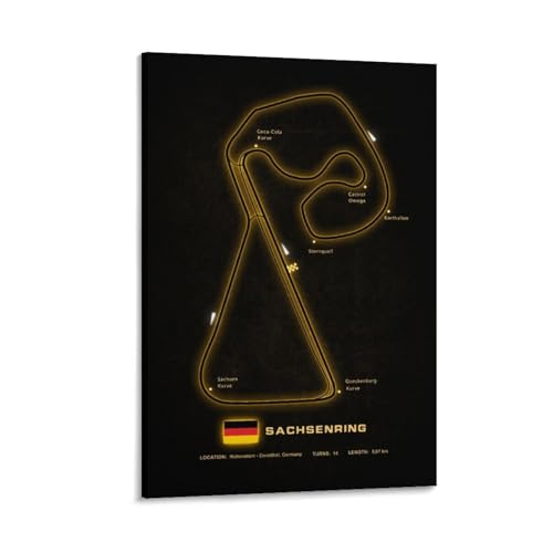 Monyanjm Formula Racing Sachsenring Circuit Leinwanddruck Poster für Geschenke Zuhause Schlafzimmer Wohnzimmer Büro Dekorativer Rahmen Stil 30 x 45 cm von Monyanjm