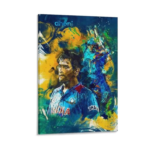 Monyanjm MS Dhoni Cricketspieler Ästhetik Kunstwerk Leinwanddruck Poster für Geschenke Zuhause Schlafzimmer Wohnzimmer Büro dekorativ 30 x 45 cm von Monyanjm