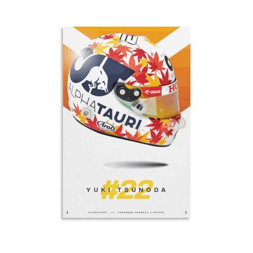Monyanjm Yuki Tsunoda Formula Racing Driver Helm Kunst Leinwand Druck Poster für Geschenke Zuhause Schlafzimmer Wohnzimmer Büro Dekorativ Unrahmen-Stil 40 x 60 cm von Monyanjm