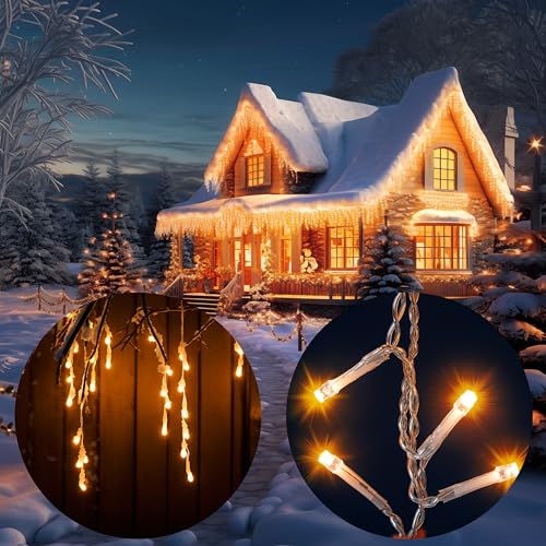 Monzana® Lichterkette 200 LED Außen Innen 10m Regenlichterkette Lichtervorhang Eisregen Fenster Deko Weihnachten Beleuchtung Warmweiß von Monzana
