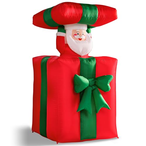 MONZANA® Aufblasbarer Weihnachtsmann 152cm Springt-aus-der-Box LED Beleuchtet IP44 Außen Weihnachten Geschenk Weihnachtsdeko Weihnachtsfigur Nikolaus von Monzana