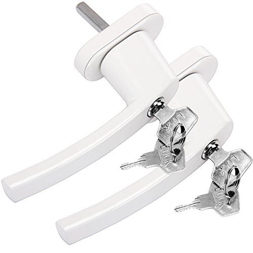MONZANA® 2X Fenstergriffe Abschließbar mit Schloss Kindersicherung Silber 35mm Stiftlänge 2 Schlüssel Fensterbeschlag Balkon Türgriff Einbruchschutz von Monzana
