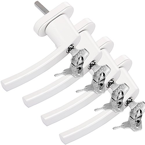 MONZANA® 4X Fenstergriffe Abschließbar mit Schloss Kindersicherung Silber 35mm Stiftlänge 2 Schlüssel Fensterbeschlag Balkon Türgriff Einbruchschutz von Monzana